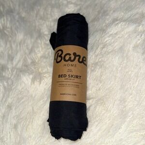 Bare Home Full Double Bed Skirt Black Premium Microfiber Solid New